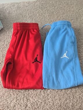 Bundle of Jordan Kids' Joggers in Red and Light Blue with Jumpman Logos